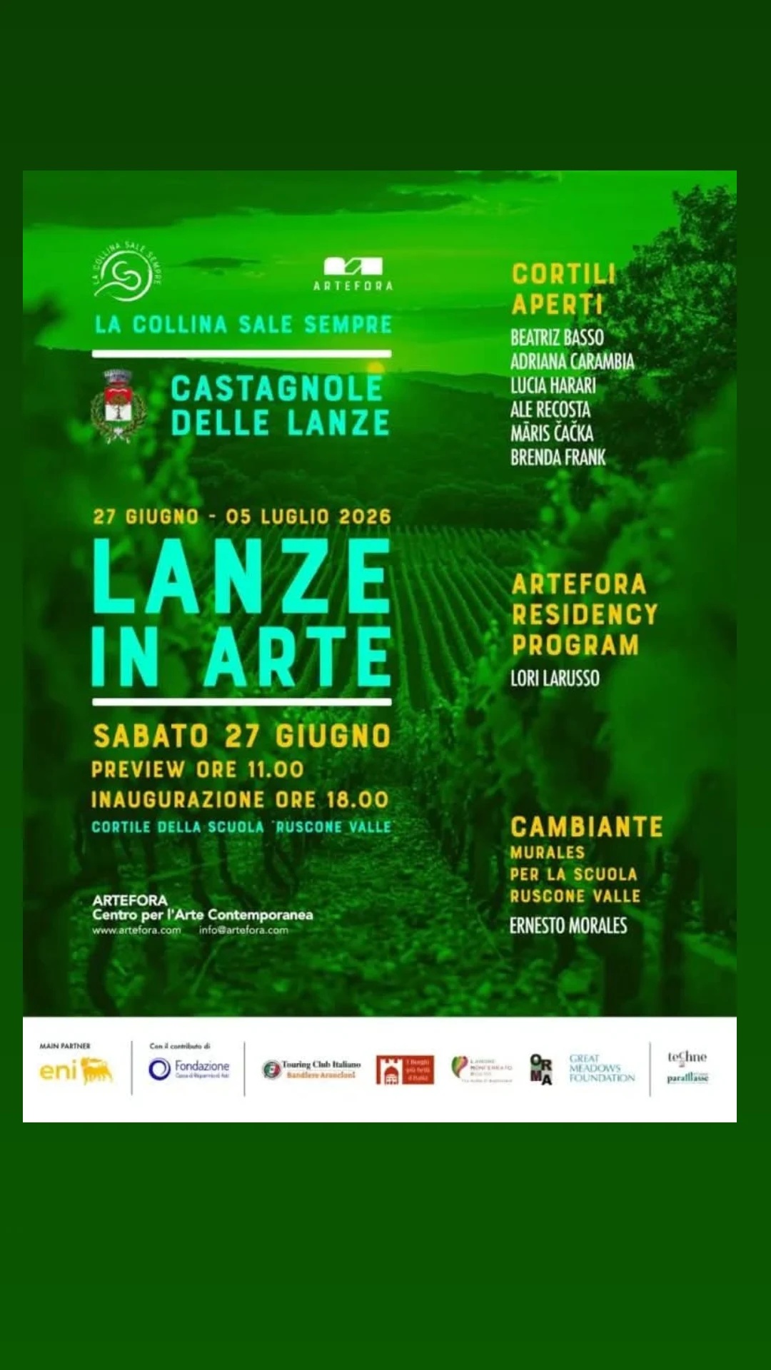 Locandina: Lanze in Arte - Artefora Centro per l'Arte Contemporanea